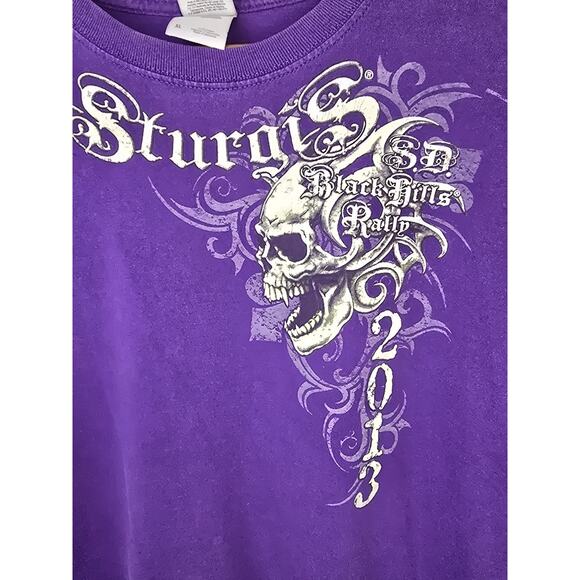Sturgis Skull Shirt Mens Purple XL 2013 Black Hills Rally Motorcycle Tee - Picture 7 of 11